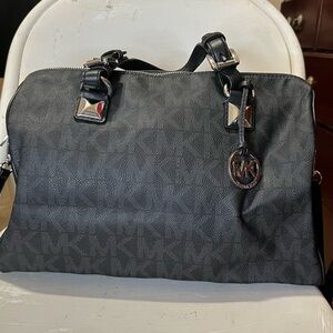 michael kors grayson signature satchel bag black/grey